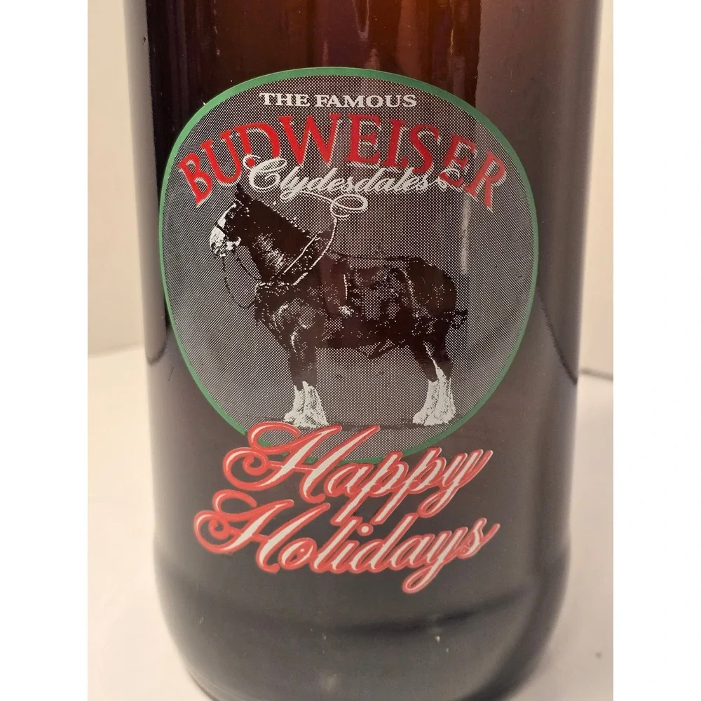 Budweiser Happy‎ Holidays Clydesdales Beer Bottle Collectible Empty Amber Glass